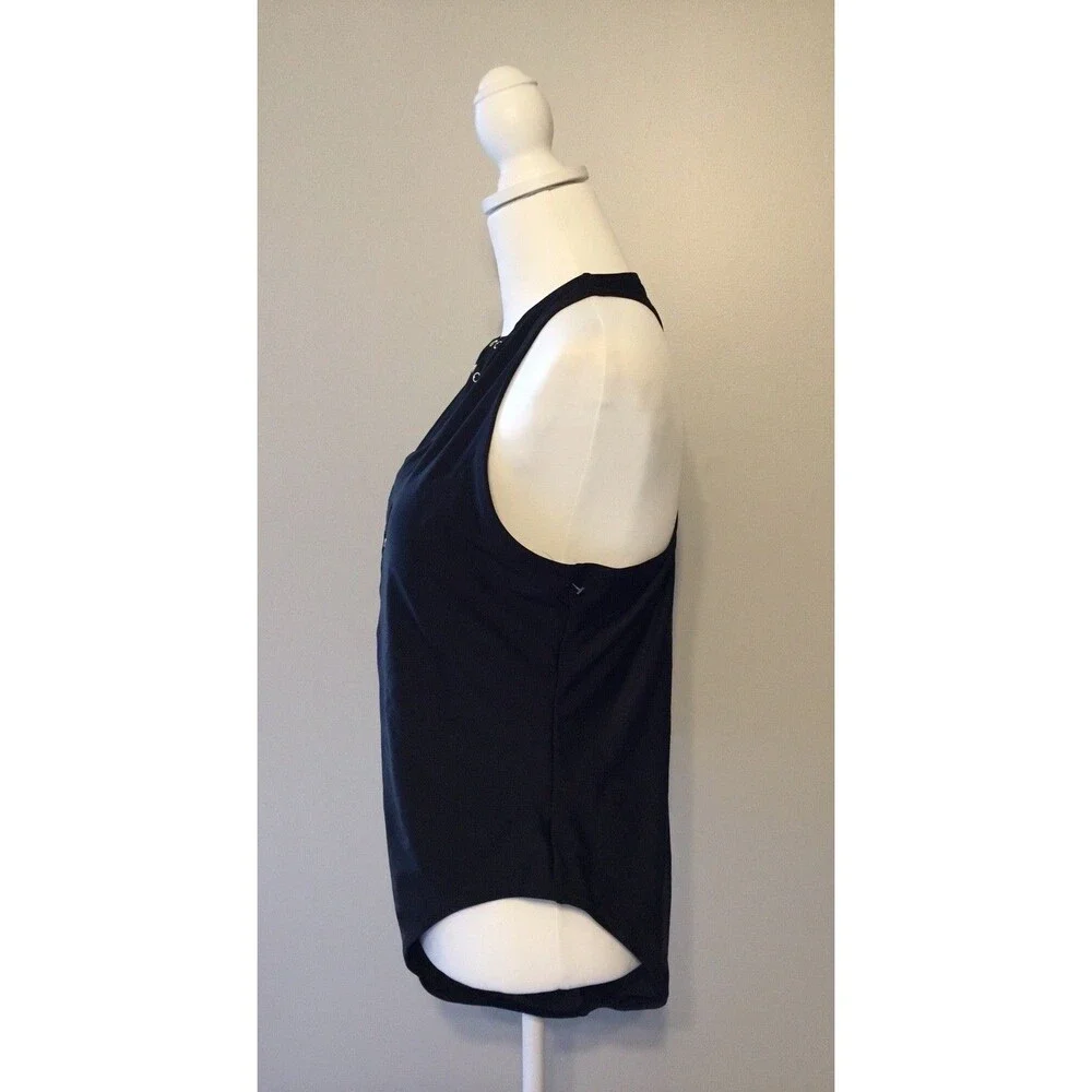 Old Navy Black Ribbed Halter One-Piece Swimsuit with Grommet Placket